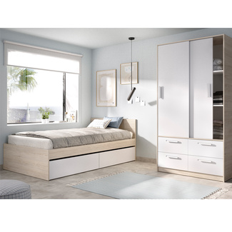 Conjunto Dormitorio Juvenil Top Pack 1 Blanco Natural 