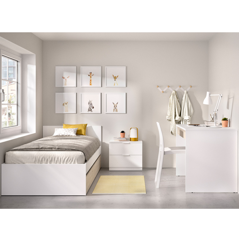 Conjunto Dormitorio Juvenil Top Pack 4 Blanco Natural