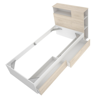 Cabecero con Aro Cama Tem  2 Cajones Natural Blanco 