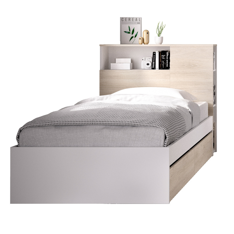 Cabecero con Aro Cama Tem  2 Cajones Natural Blanco 