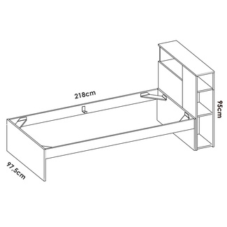 Cabecero con Aro Cama Tem  2 Cajones Natural Blanco 