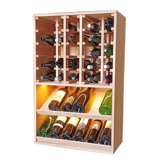 Botellero de madera de pino Expositor 37 botellas LED EX2094