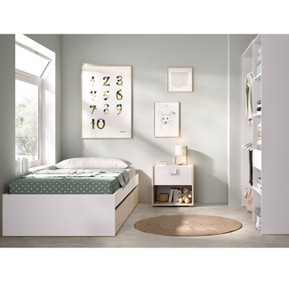 Conjunto Dormitorio Juvenil Lago Pack 9 Blanco Natural 