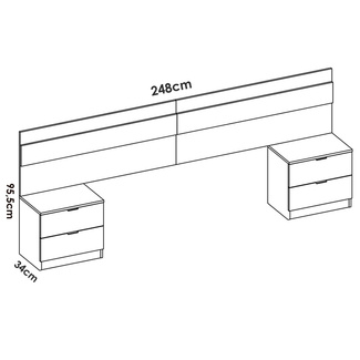 Conjunto Dormitorio Matrimonio Bianca Pack 1 Blanco Alistonado