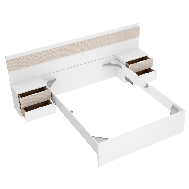 Conjunto Dormitorio Matrimonio Bianca Pack 2 Blanco Alistonado 