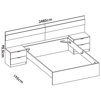 Conjunto Dormitorio Matrimonio Bianca Pack 2 Blanco Alistonado 