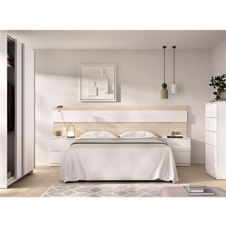 Conjunto Dormitorio Matrimonio Niza Pack 1 Natural Blanco