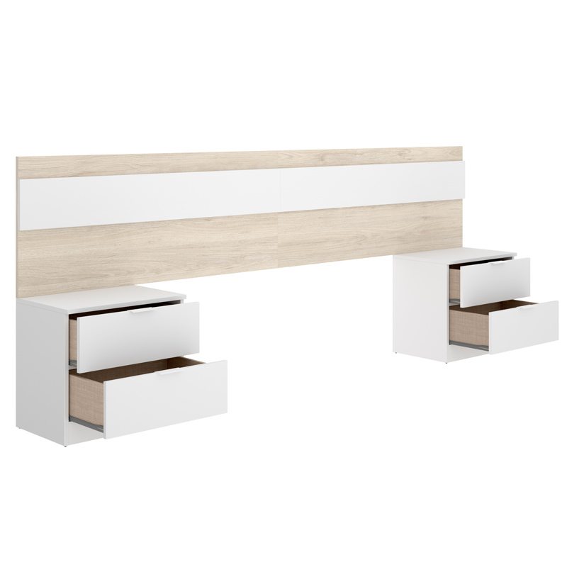 Conjunto Dormitorio Matrimonio Niza Pack 1 Natural Blanco