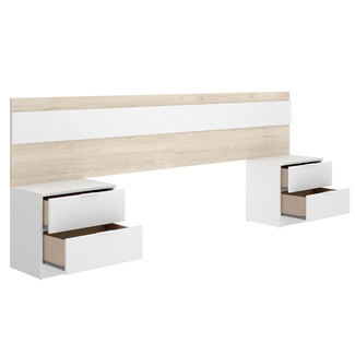 Conjunto Dormitorio Matrimonio Niza Pack 1 Natural Blanco