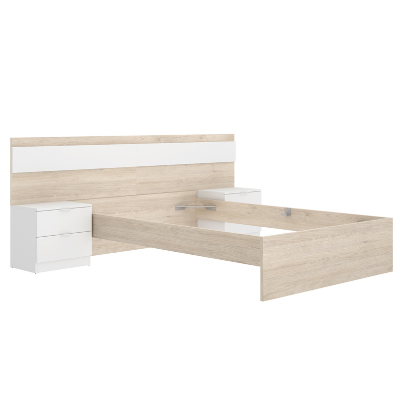 Conjunto Dormitorio Matrimonio Niza Pack 2 Natural Blanco