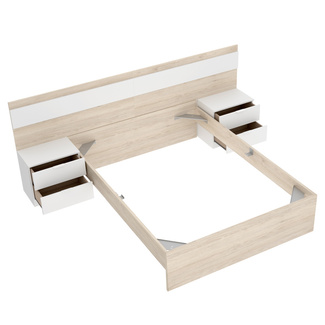 Conjunto Dormitorio Matrimonio Niza Pack 2 Natural Blanco