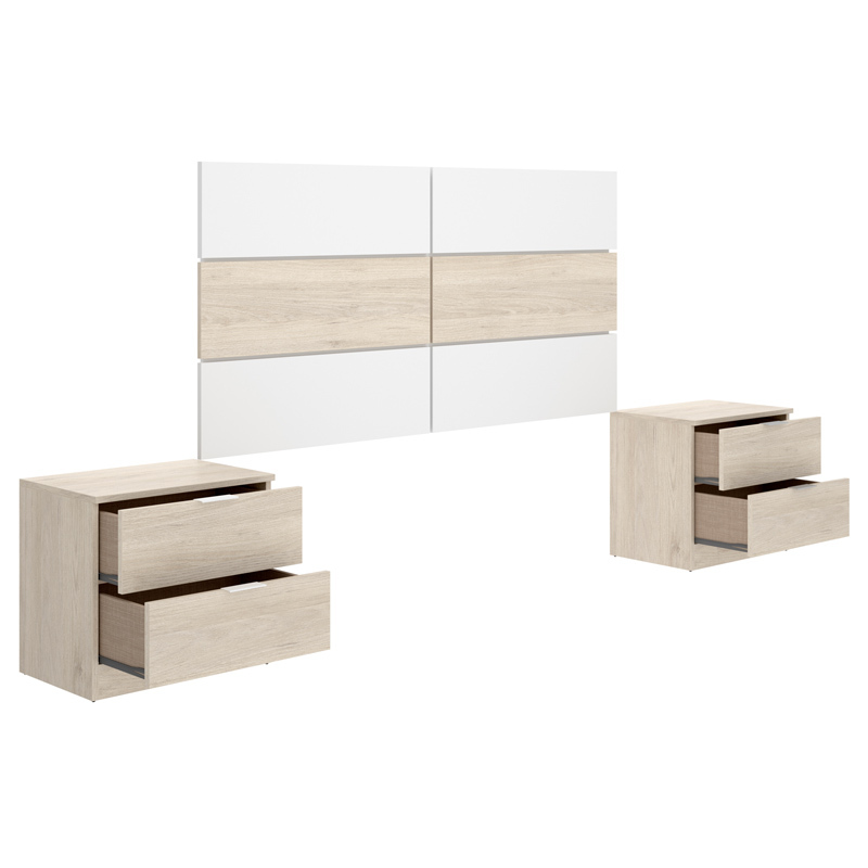 Conjunto Dormitorio Matrimonio Astra Pack 1 Blanco Natural 