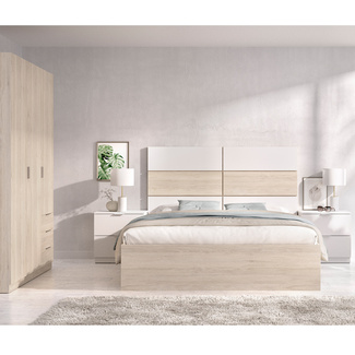 Conjunto Dormitorio Matrimonio Astra Pack 2 Blanco Natural  