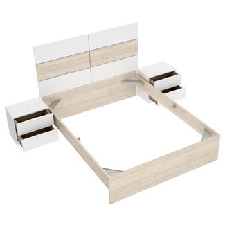 Conjunto Dormitorio Matrimonio Astra Pack 2 Blanco Natural  