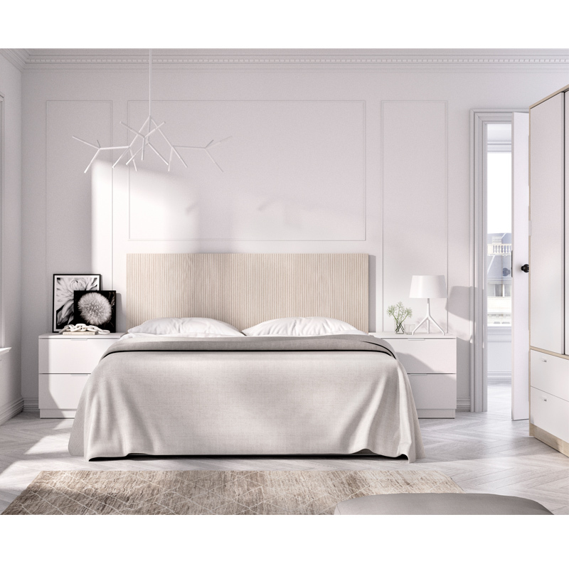 Conjunto Dormitorio Matrimonio Lusa Pack 1 Alistonado Blanco