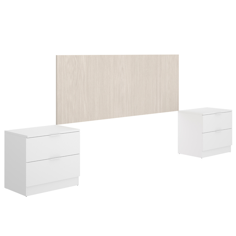 Conjunto Dormitorio Matrimonio Lusa Pack 1 Alistonado Blanco