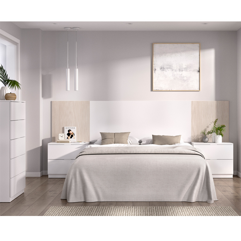 Conjunto Dormitorio Matrimonio Loma Pack 1 Blanco Alistonado