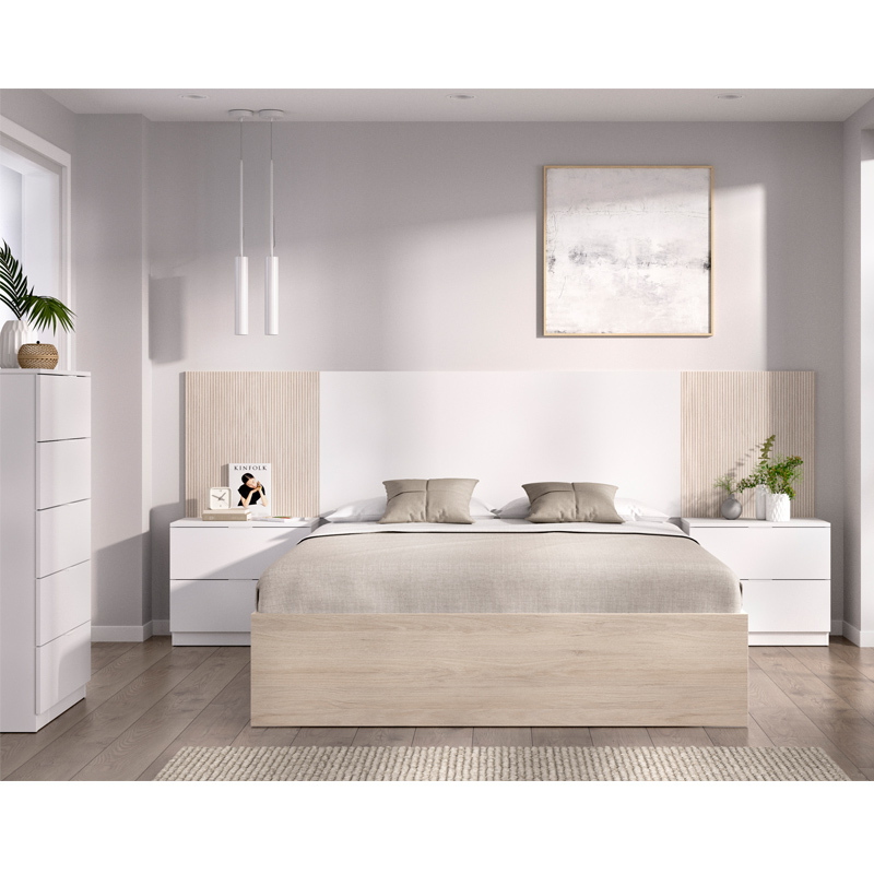 Conjunto Dormitorio Matrimonio Loma Pack 2 Blanco Alistonado 