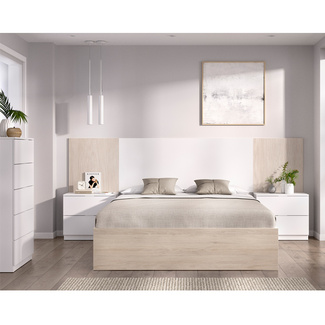 Conjunto Dormitorio Matrimonio Loma Pack 2 Blanco Alistonado 