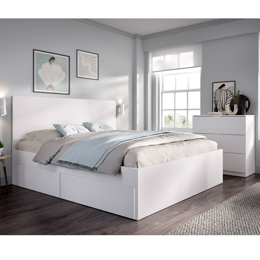 Conjunto Dormitorio Matrimonio Lago Pack 1 Blanco 