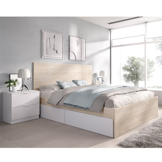 Cama Matrimonio Lago 4 Cajones y 2 Mesitas de Noche