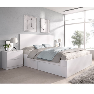 Cama Matrimonio Lago 4 Cajones y 2 Mesitas de Noche
