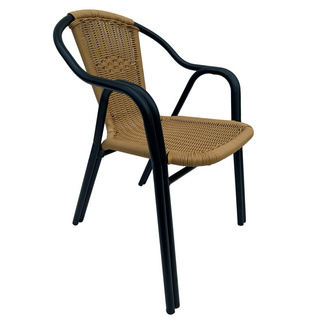 Silla Jardín Aluminio Negro y Ratán 
