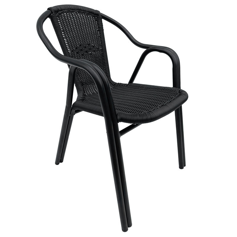 Silla Jardín Aluminio Negro y Ratán 