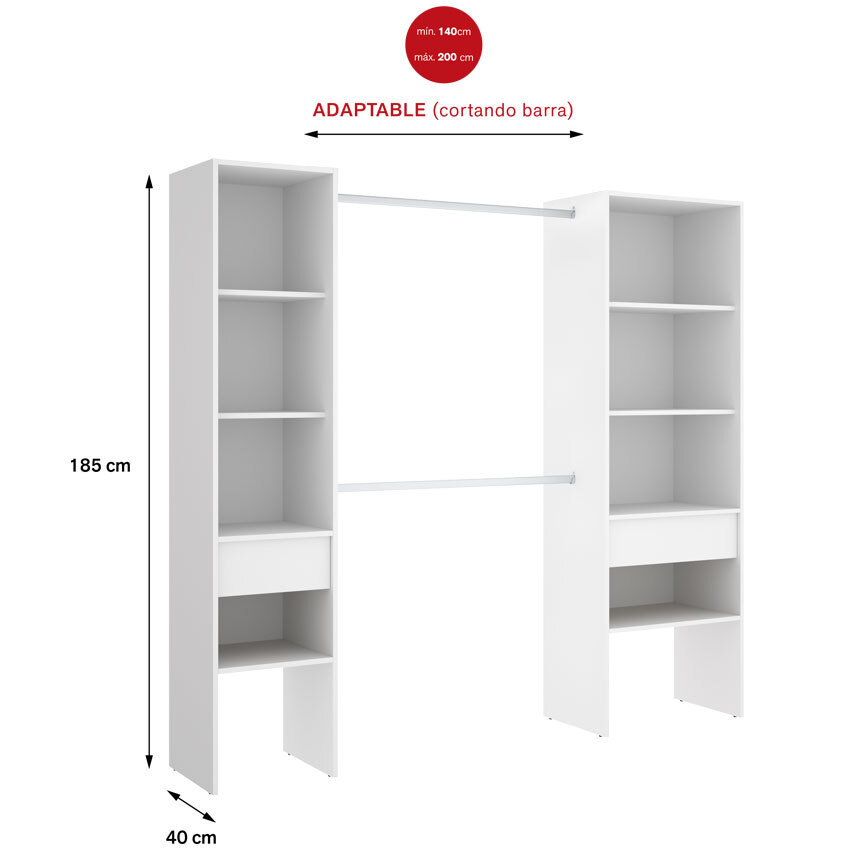 Armario Vestidor Suit 2 Columnas y 2 Cajones