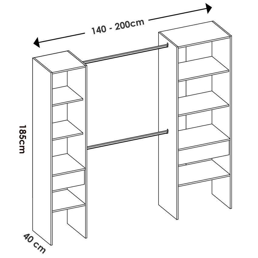 Armario Vestidor Suit 2 Columnas y 2 Cajones