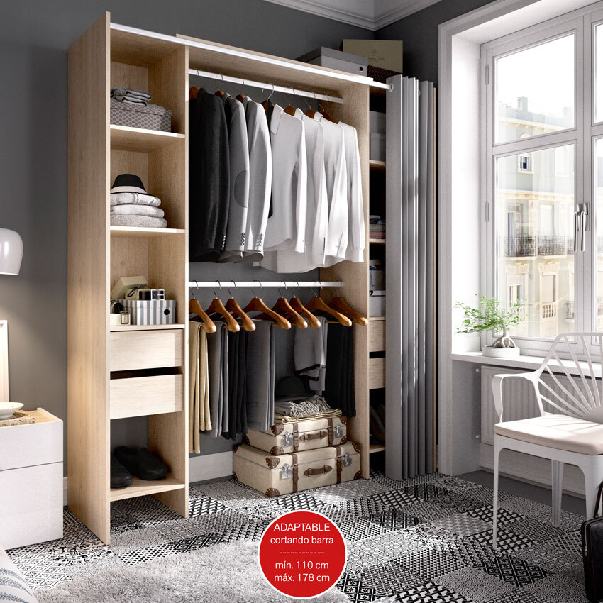 Kit Vestidor Suit 4 Cajones y Cortina 