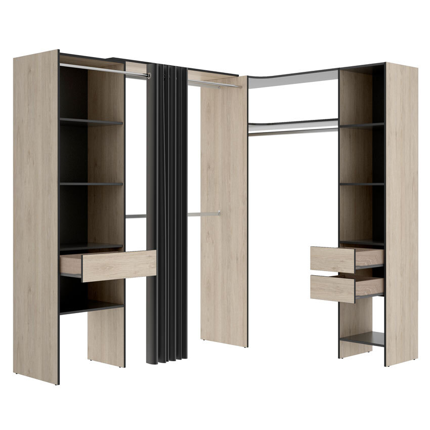Armario Vestidor Suit Rinconero 2 Columnas 3 Cajones 