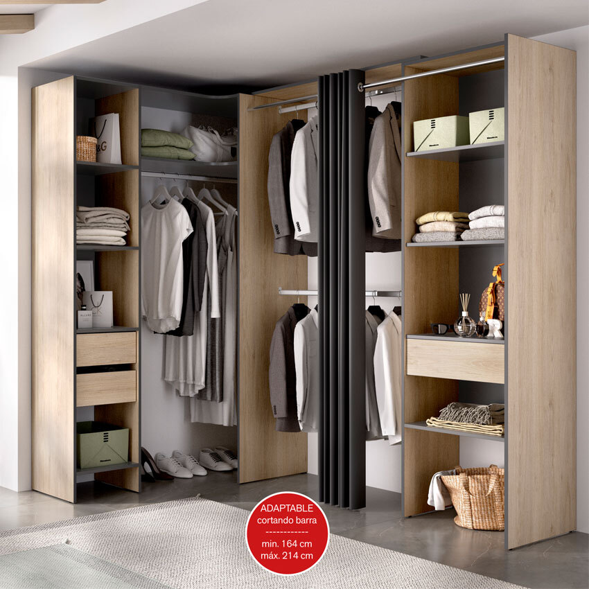 Armario Vestidor Suit Rinconero 2 Columnas 3 Cajones 