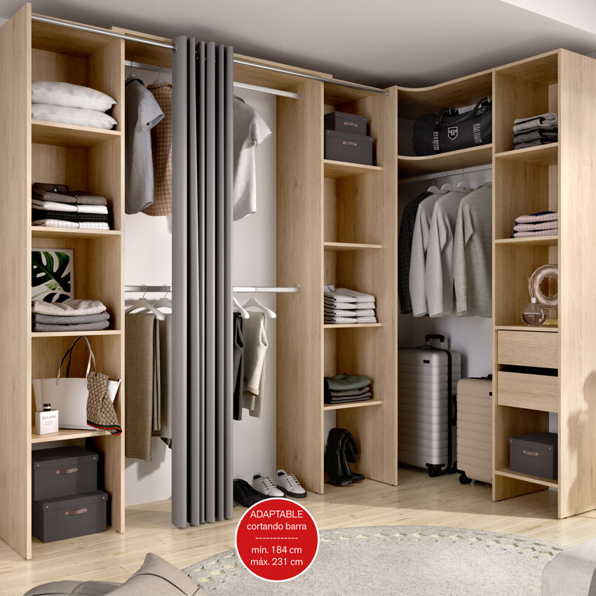 Armario Vestidor Suit Rinconero 3 Columnas 2 Cajones 