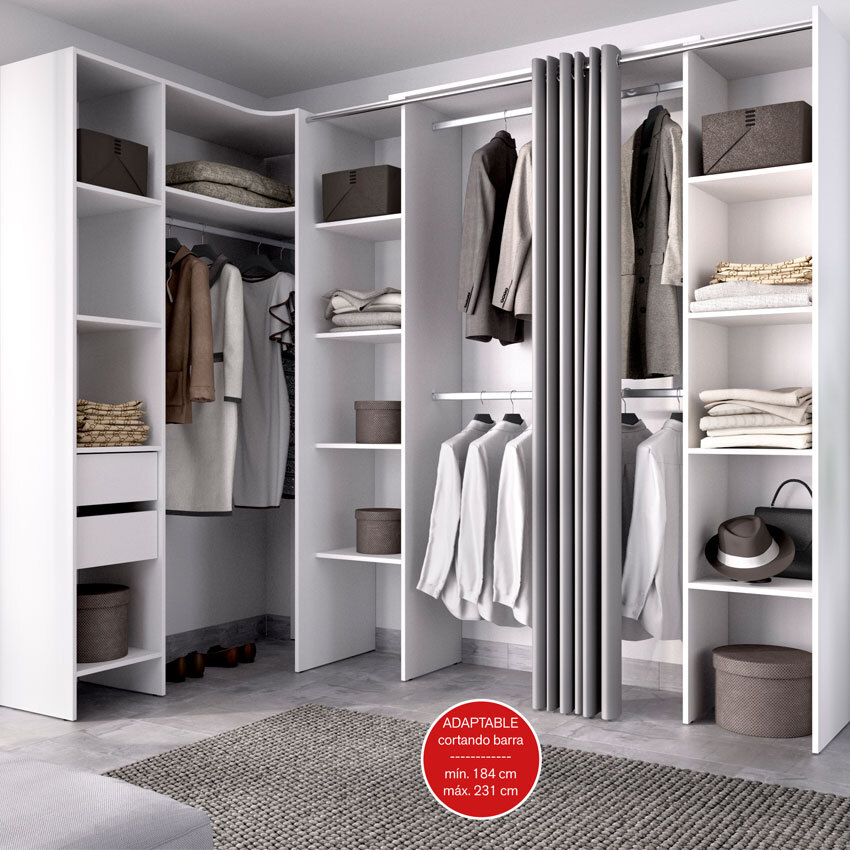 Armario Vestidor Suit Rinconero 3 Columnas 2 Cajones 