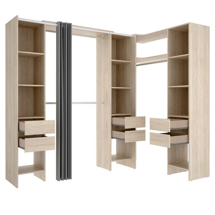 Armario Vestidor Suit Rinconero 3 Columnas 6 Cajones 