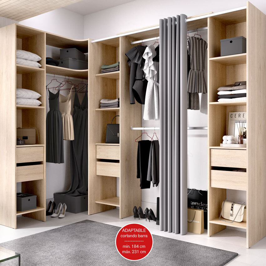 Armario Vestidor Suit Rinconero 3 Columnas 6 Cajones 