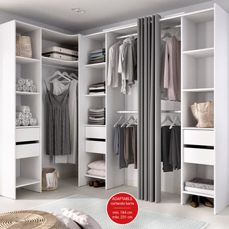 Armario Vestidor Suit Rinconero 3 Columnas 6 Cajones 