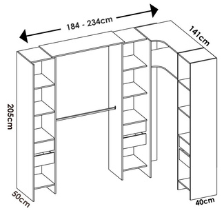 Armario Vestidor Suit Rinconero 3 Columnas 6 Cajones 