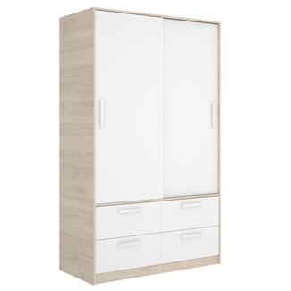 Armario Slide Natural Blanco 2 Puertas Correderas 4 Cajones