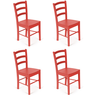 Pack Sillas en Madera Lacada en Rojo Vivo 39 x 42 x 85 cm  