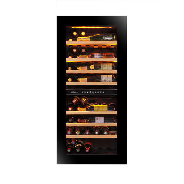 Vinoteca negra encastrable en columna 2 zonas temperatura 64 botellas AVI122PLATINUM