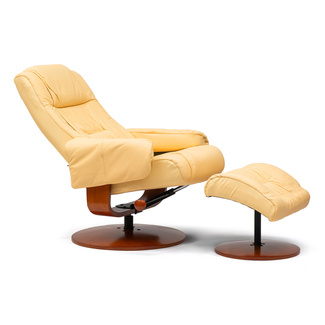 Sillón de Relax Kemi con Otomana Reclinable Polipiel Mantequilla 
