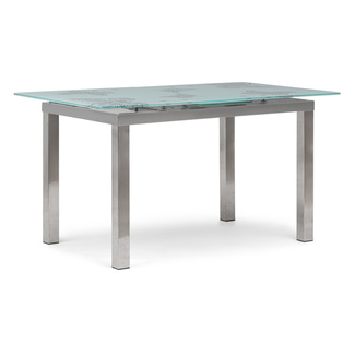 Mesa Comedor Cristal y Acero 140x85x75cm Extensible a 170 cm 