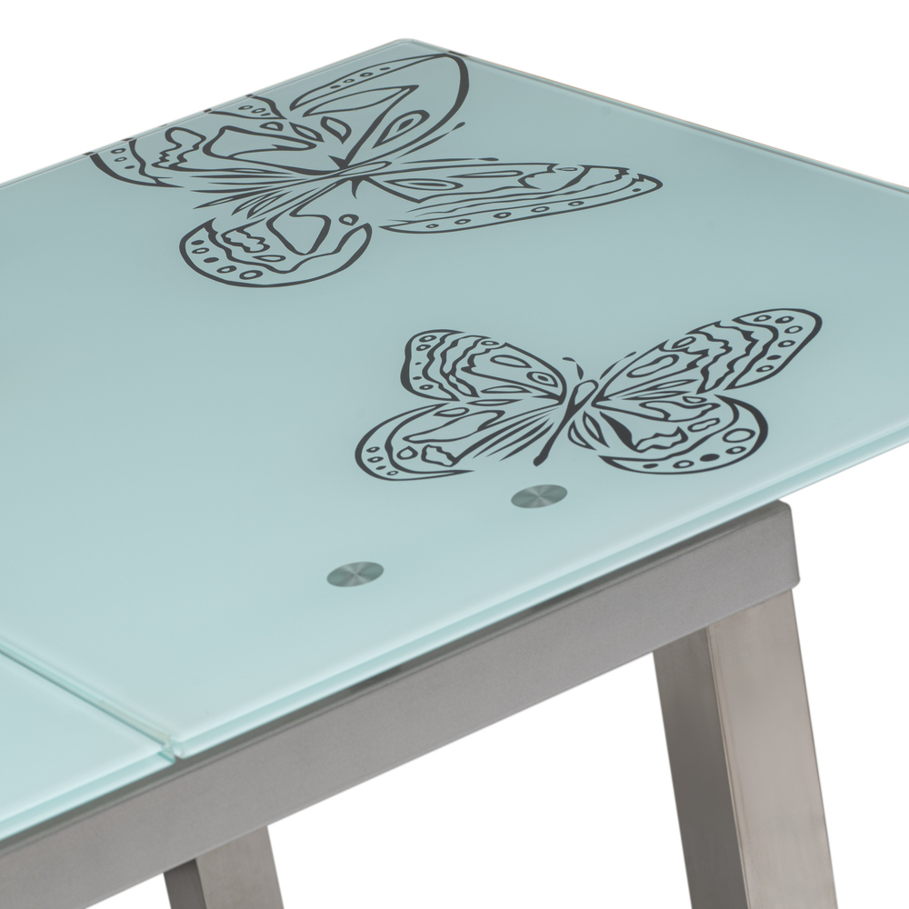 Mesa Comedor Cristal y Acero 140x85x75cm Extensible a 170 cm 