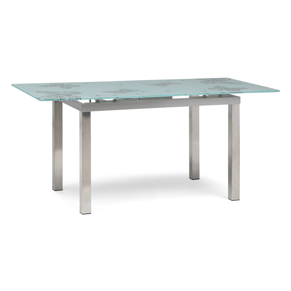 Mesa Comedor Cristal y Acero 140x85x75cm Extensible a 170 cm 