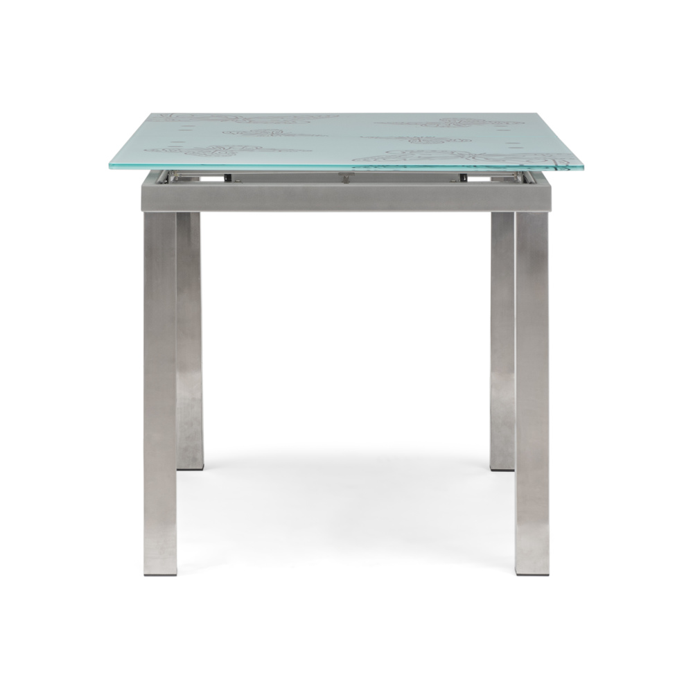 Mesa Comedor Cristal y Acero 140x85x75cm Extensible a 170 cm 