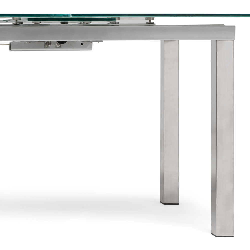 Mesa Comedor Cristal y Acero 140x85x75cm Extensible a 170 cm 