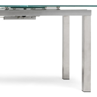 Mesa Comedor Cristal y Acero 140x85x75cm Extensible a 170 cm 