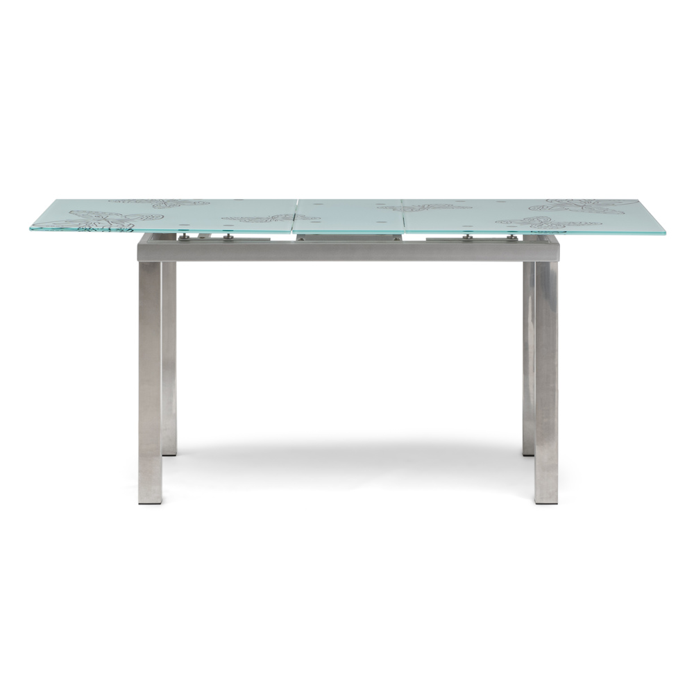 Mesa Comedor Cristal y Acero 140x85x75cm Extensible a 170 cm 